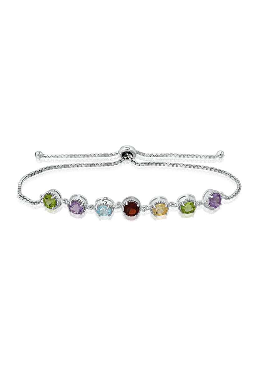 3 ct. t.w. Multi Gem Bolo Bracelet in Sterling Silver