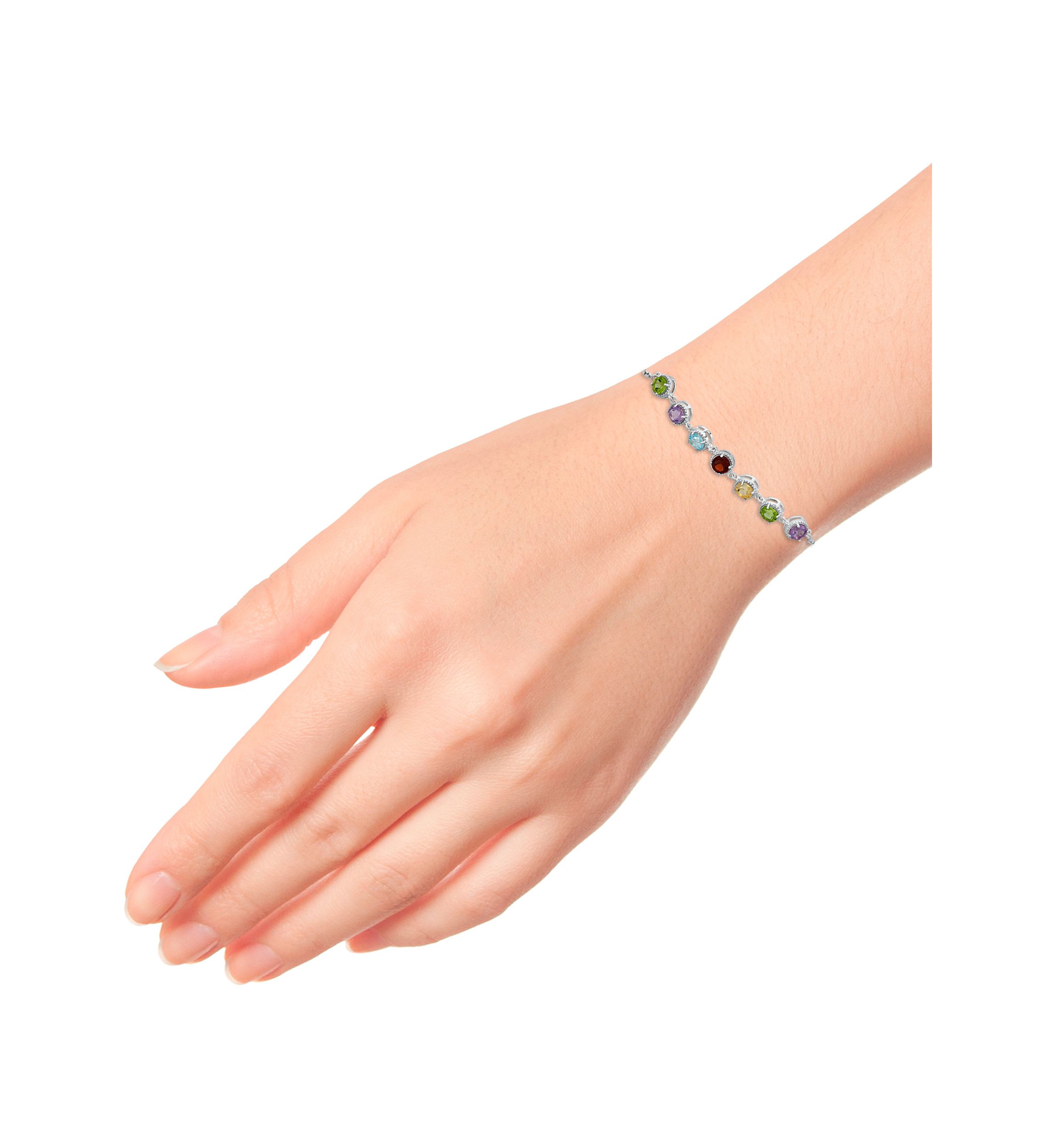 3 ct. t.w. Multi Gem Bolo Bracelet in Sterling Silver