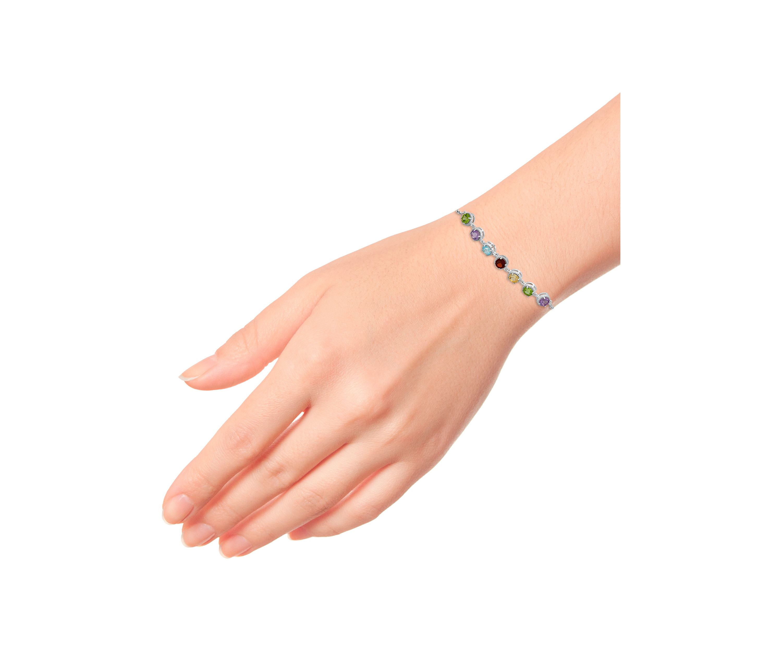 3 ct. t.w. Multi Gem Bolo Bracelet in Sterling Silver