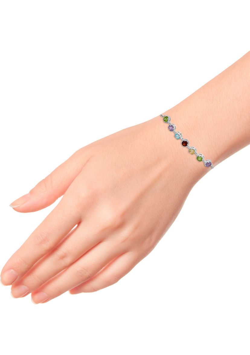 3 ct. t.w. Multi Gem Bolo Bracelet in Sterling Silver