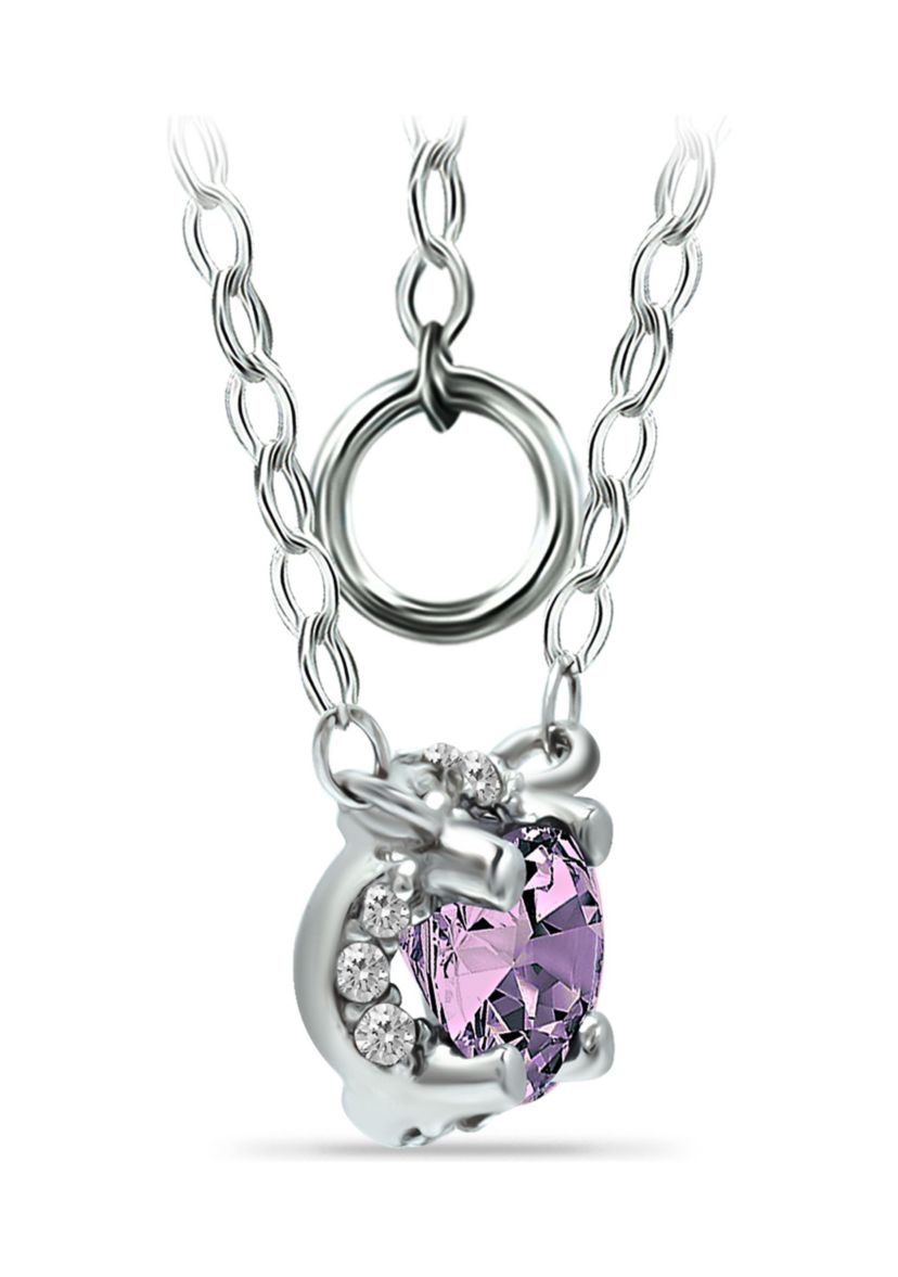 1-1/10 ct. 7MM Round Amethyst and White Topaz Hidden Halo Necklace on 16 inch Chain with Extender, Sterling Silver
