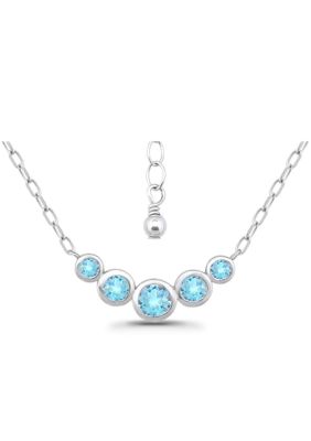 Belk & Co Semi Precious Bezel Set Round Stones Sterling Silver Necklace