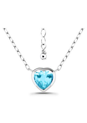 Belk & Co Semi Precious Heart Shaped Bezel Set Stone Sterling Silver Frontal Necklace