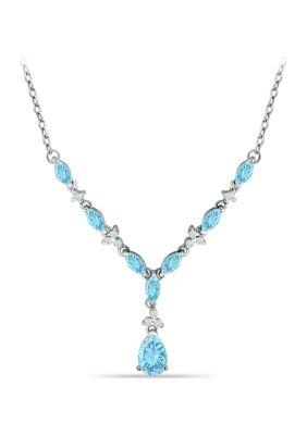 Belk & Co 3.69 ct. t.w. Blue Topaz and White Topaz 'Y' Necklace, Sterling Silver