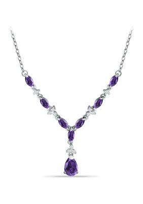 Belk & Co 2.37 Ct. T.w. African Amethyst And White Topaz 'y' Necklace, Sterling Silver