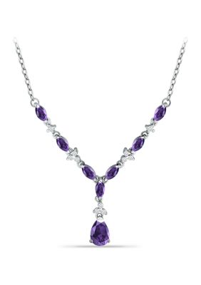Belk & Co 2.37 ct. t.w. African Amethyst and White Topaz 'Y' Necklace, Sterling Silver