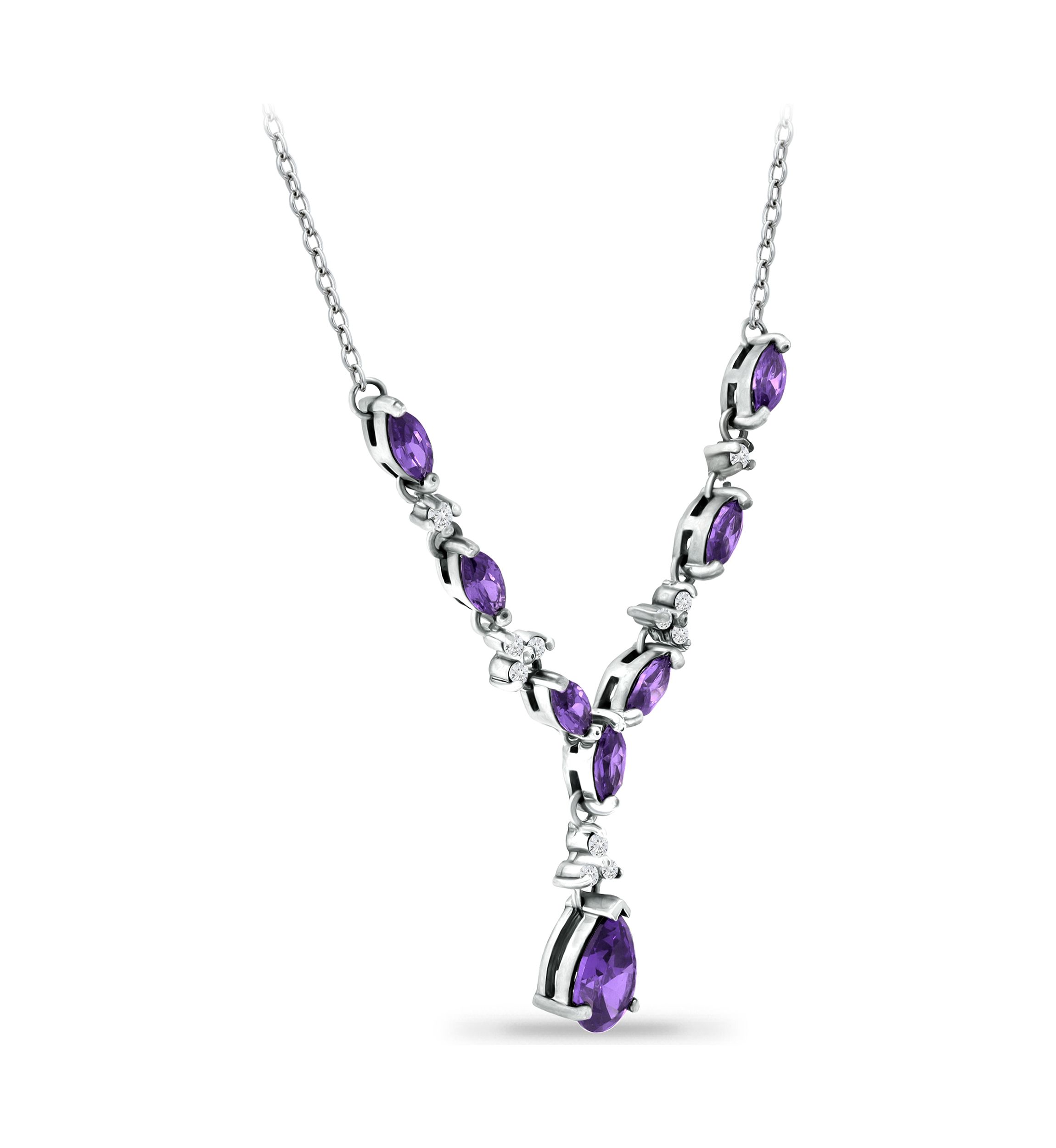 2.37 ct. t.w. African Amethyst and White Topaz Y Necklace, Sterling Silver