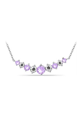 Belk & Co 3/4 Ct. T.w. Amethyst And Diamond Necklace, Sterling Silver