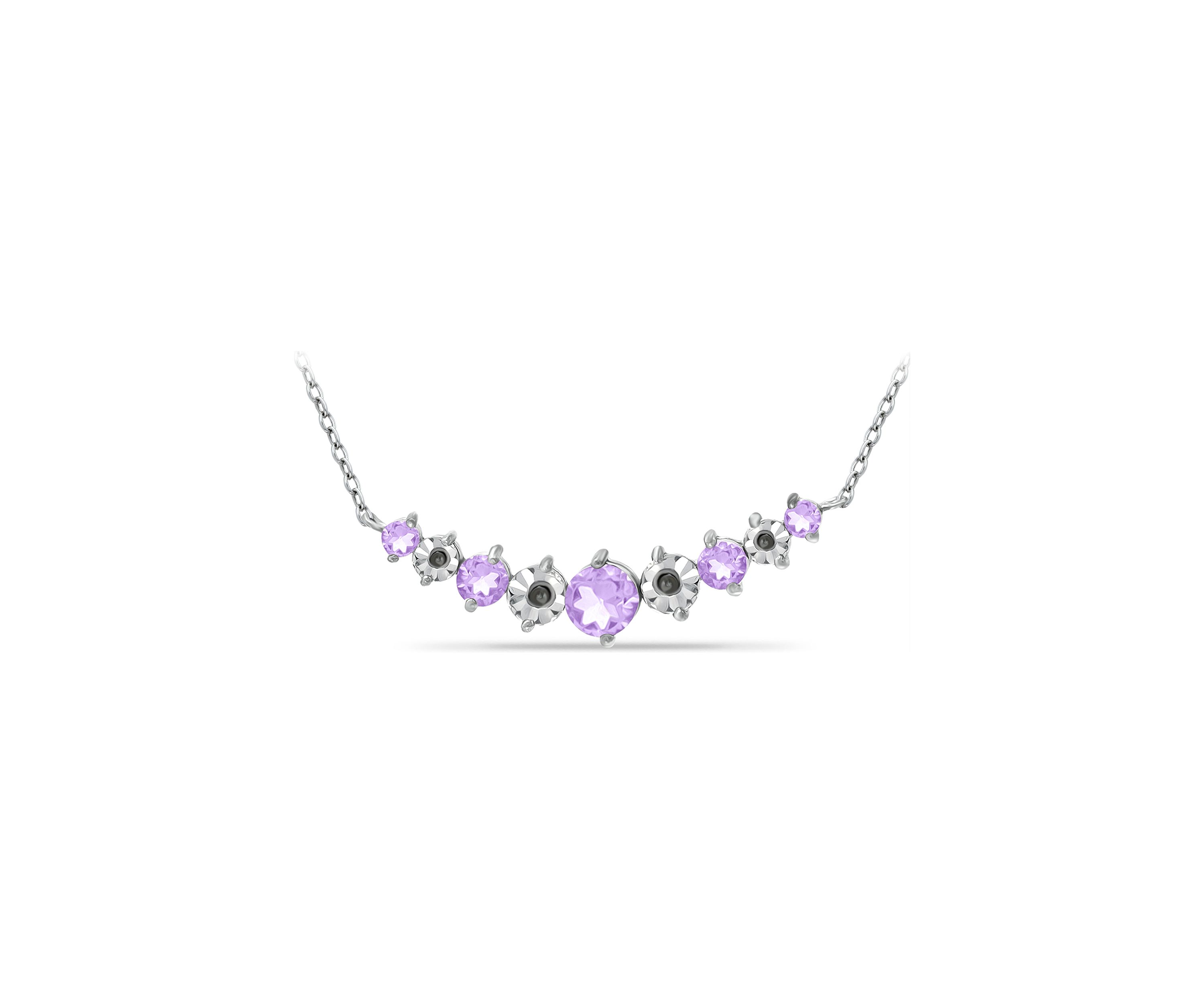 3/4 ct. t.w. Amethyst and Diamond Necklace, Sterling Silver