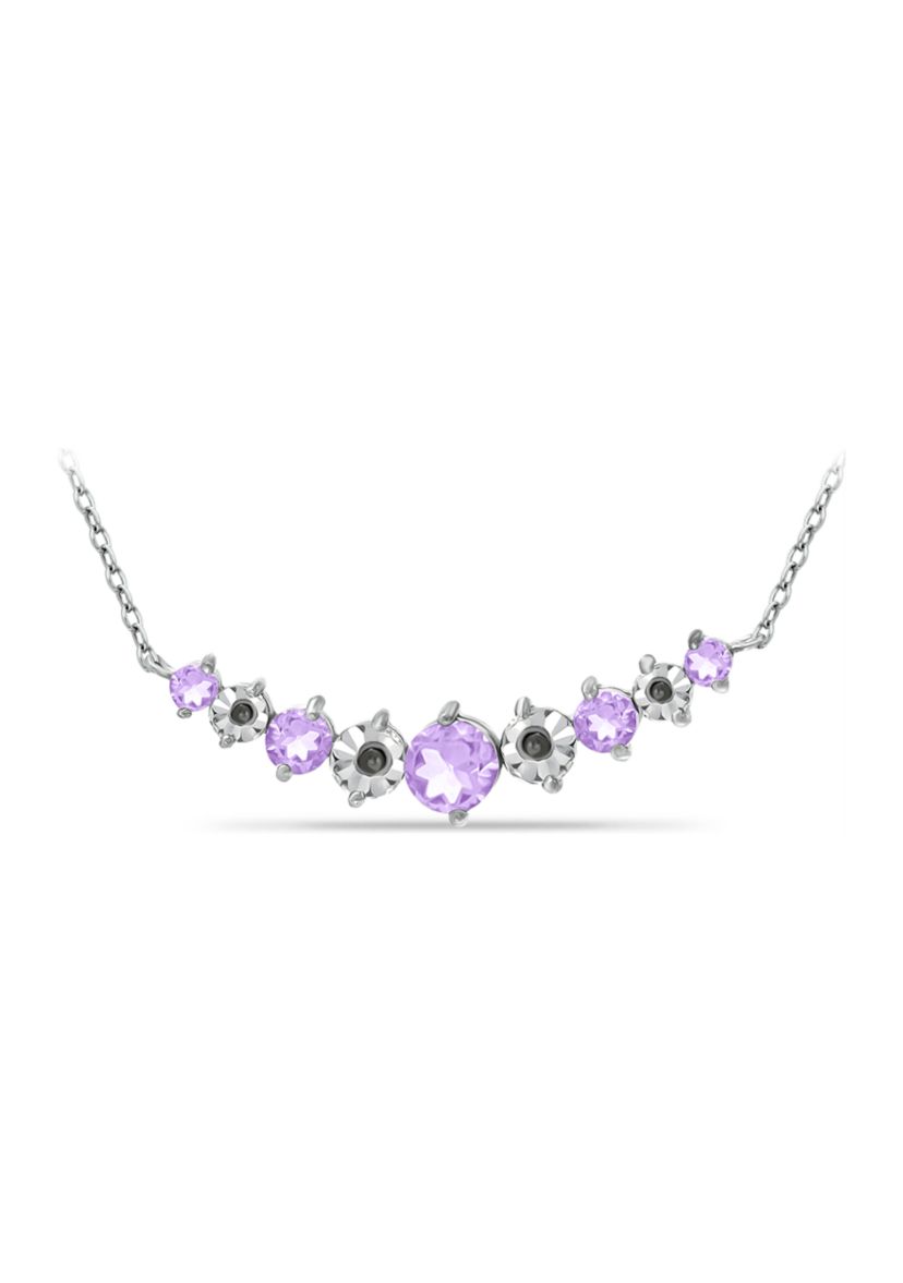 3/4 ct. t.w. Amethyst and Diamond Necklace, Sterling Silver