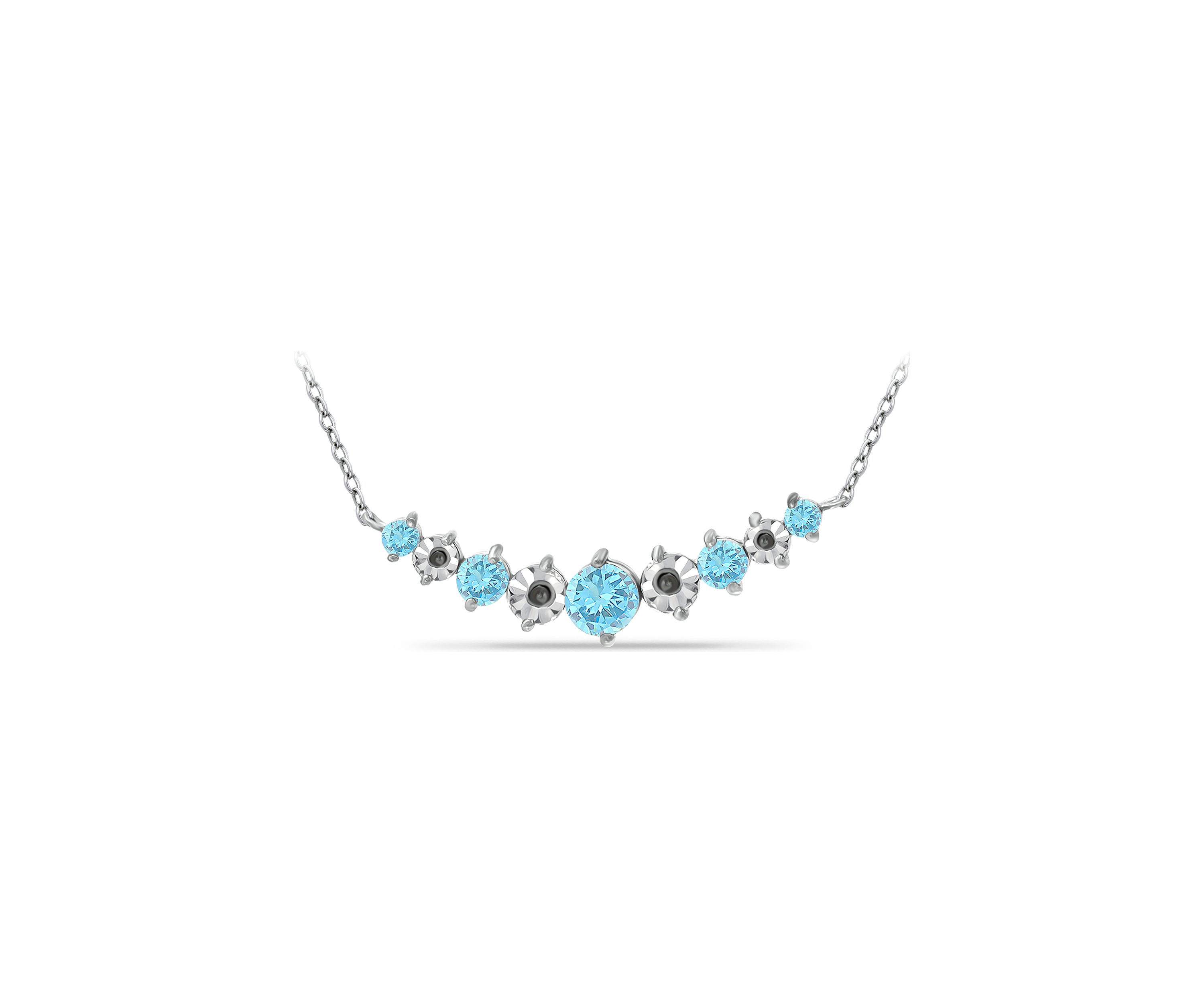1 ct. t.w. Blue Topaz and Diamond Necklace, Sterling Silver