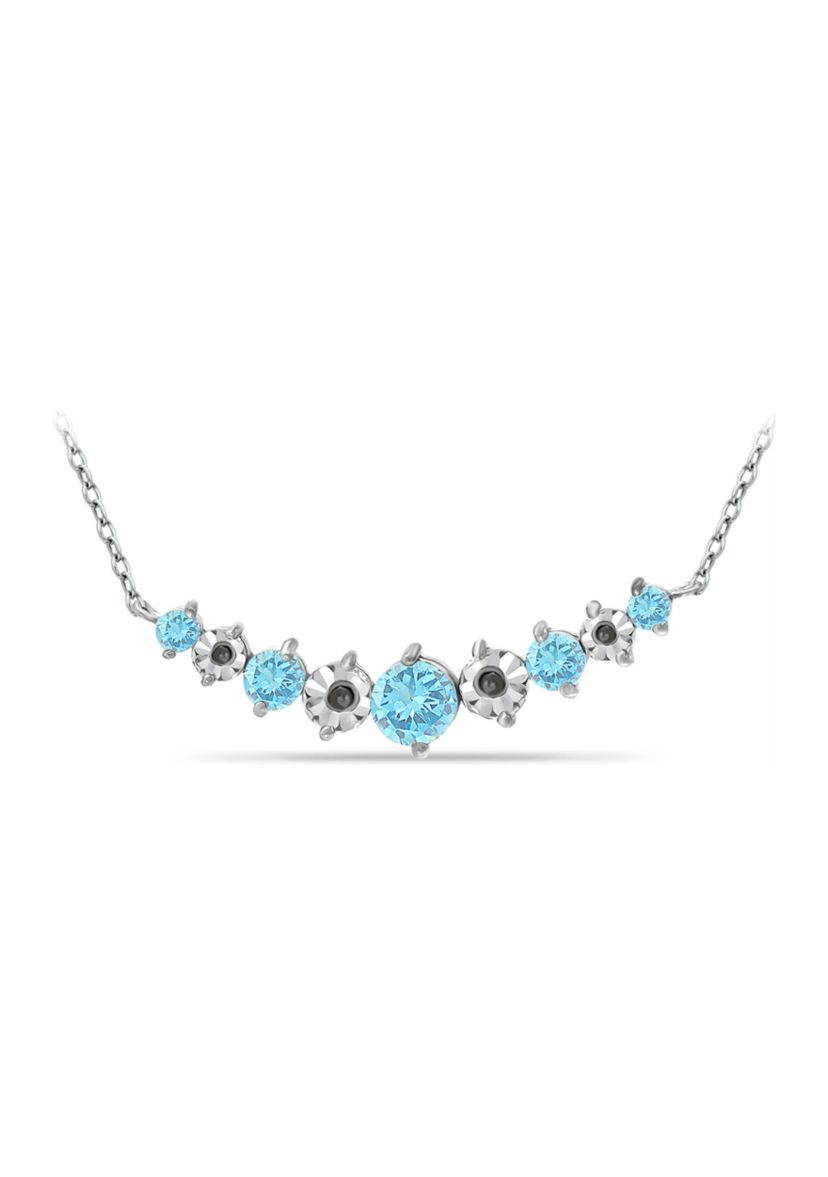 1 ct. t.w. Blue Topaz and Diamond Necklace, Sterling Silver