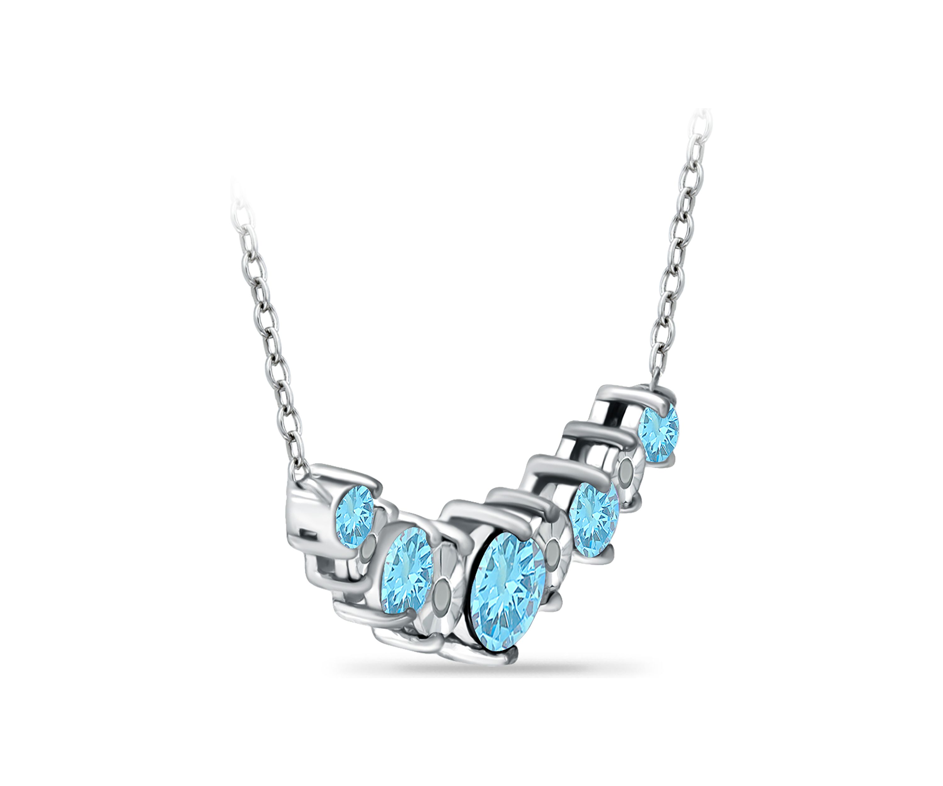 1 ct. t.w. Blue Topaz and Diamond Necklace, Sterling Silver