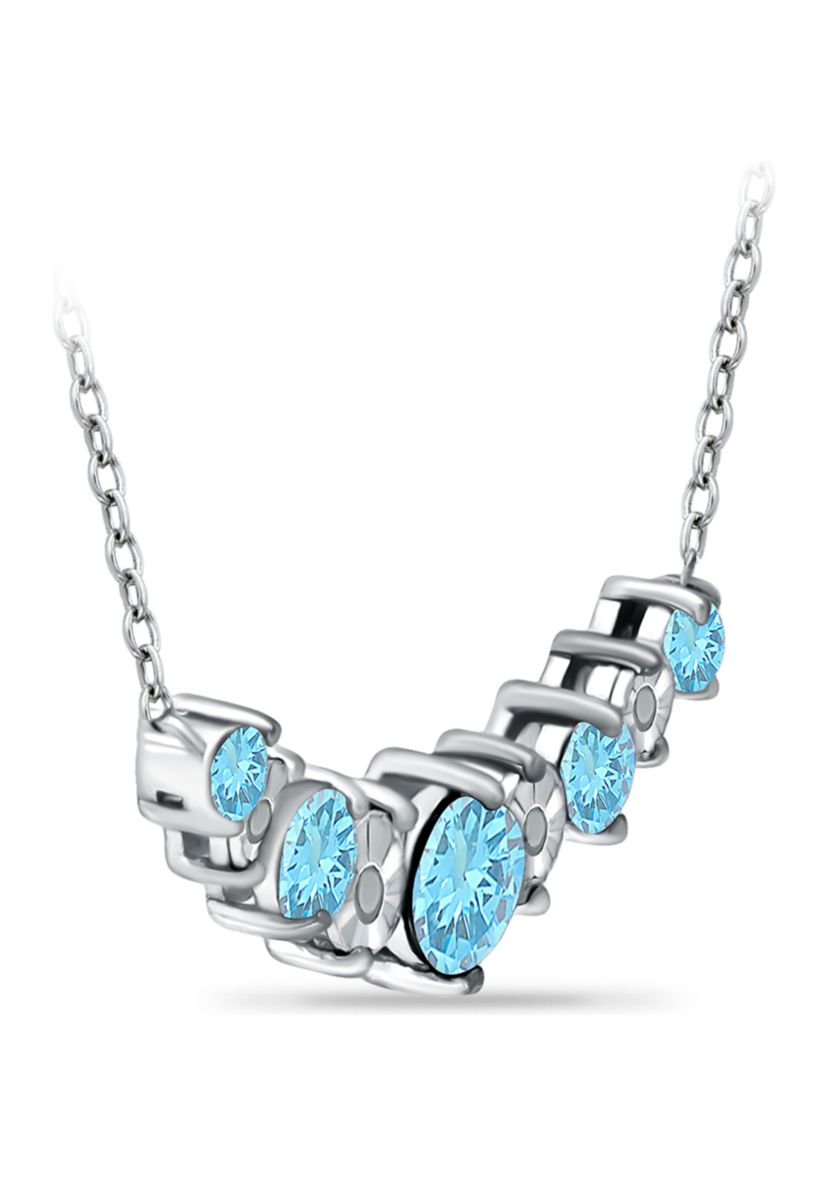 1 ct. t.w. Blue Topaz and Diamond Necklace, Sterling Silver