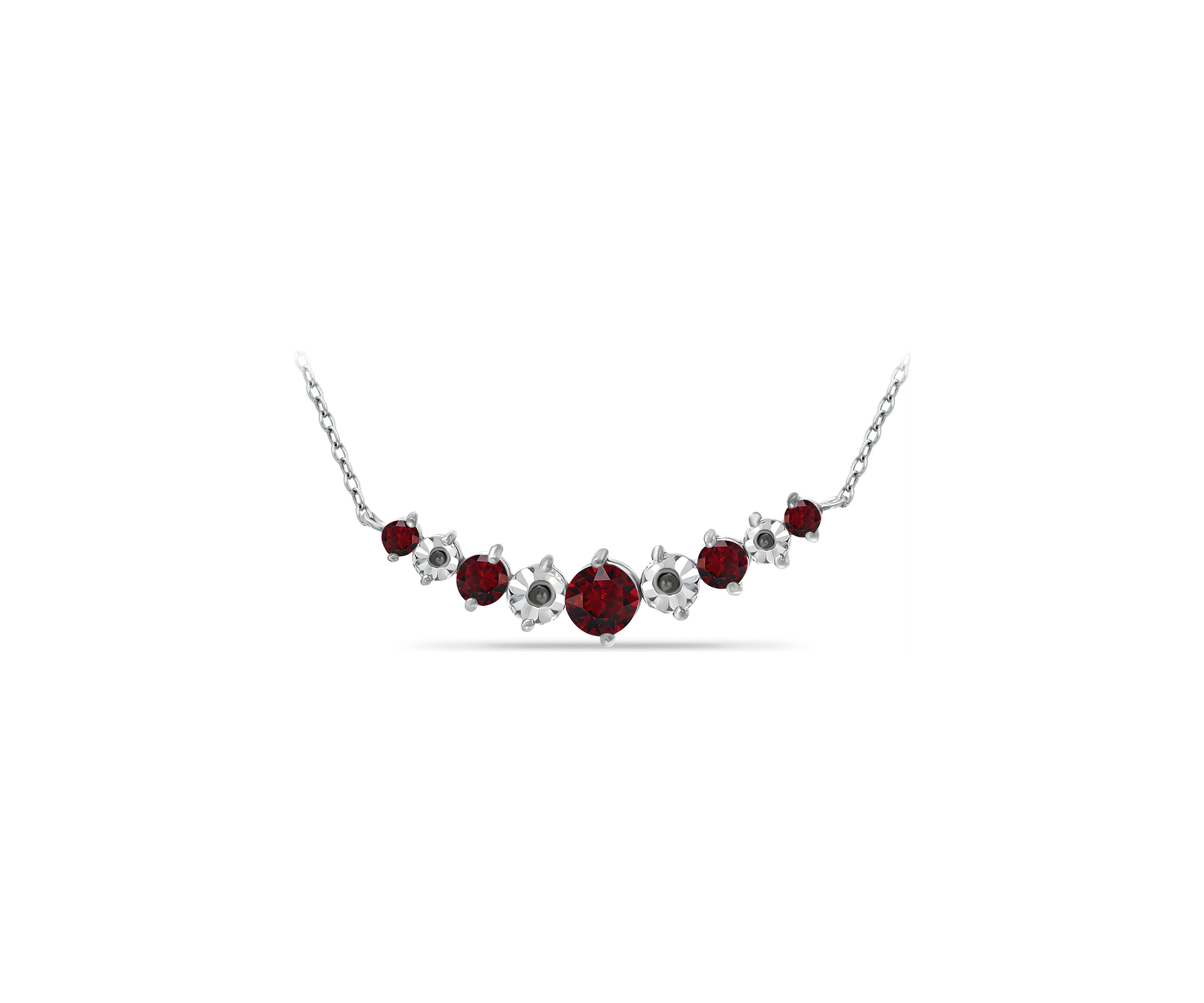 1.02 ct. t.w. Garnet and Diamond Necklace, Sterling Silver