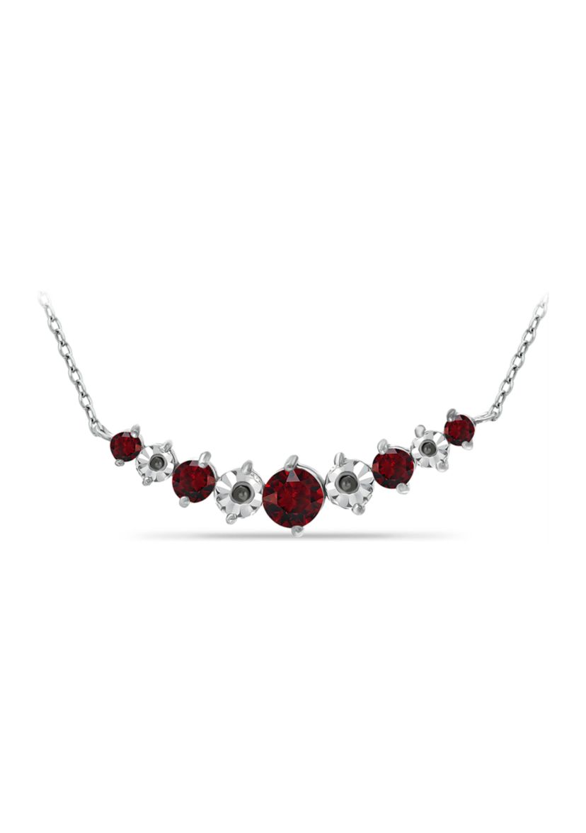 1.02 ct. t.w. Garnet and Diamond Necklace, Sterling Silver