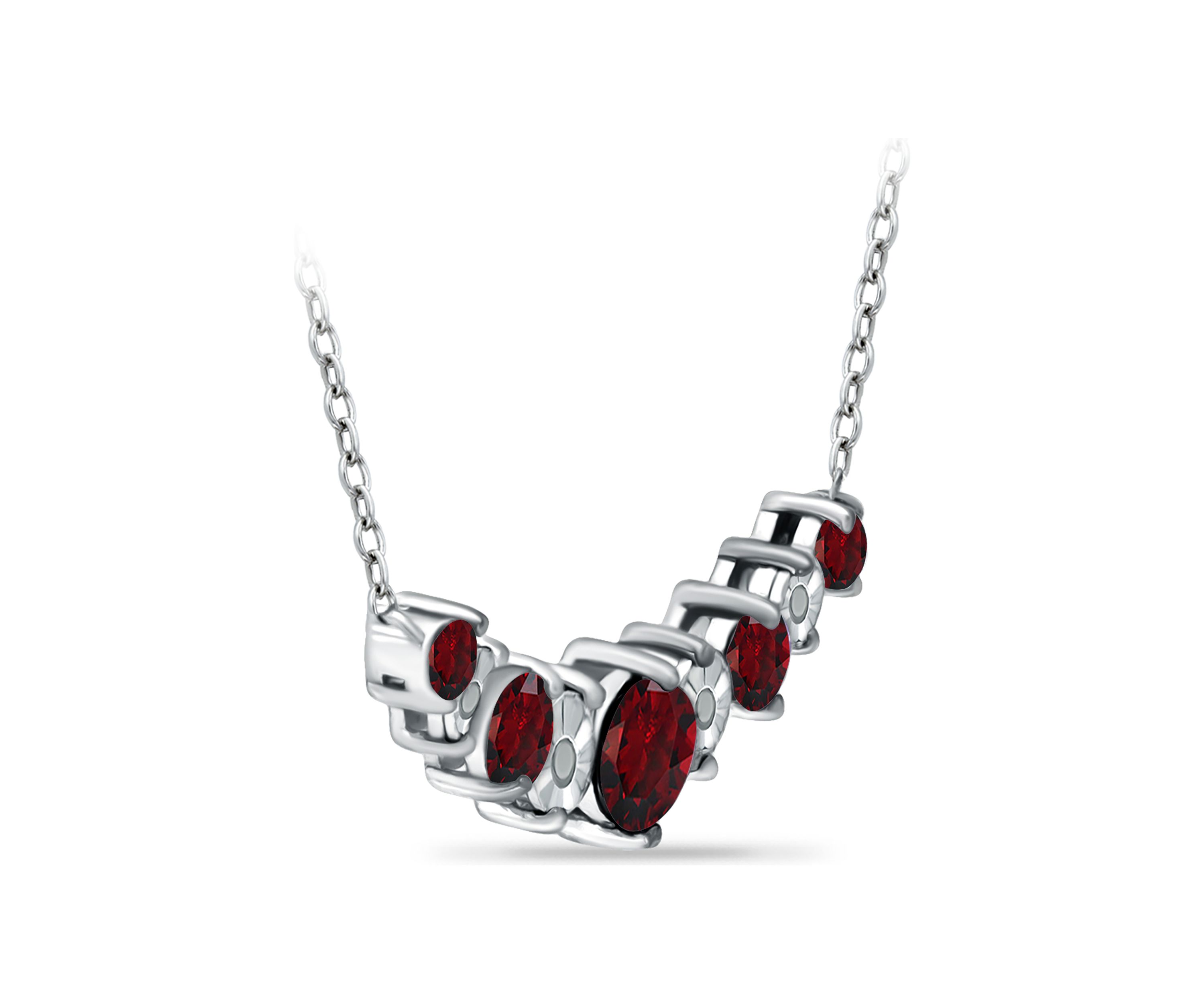 1.02 ct. t.w. Garnet and Diamond Necklace, Sterling Silver