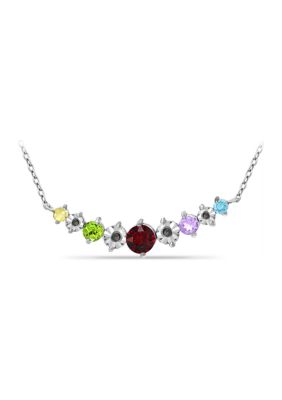 Belk & Co 7/8 Ct. T.w. Multi Gemstone And Diamond Necklace, Sterling Silver