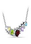 7/8 ct. t.w. Multi Gemstone and Diamond Necklace, Sterling Silver