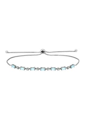 Belk & Co 2.31 ct. t.w. Blue Topaz and Diamond Bolo Bracelet, Sterling Silver