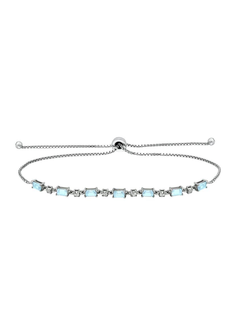2.31 ct. t.w. Blue Topaz and Diamond Bolo Bracelet, Sterling Silver