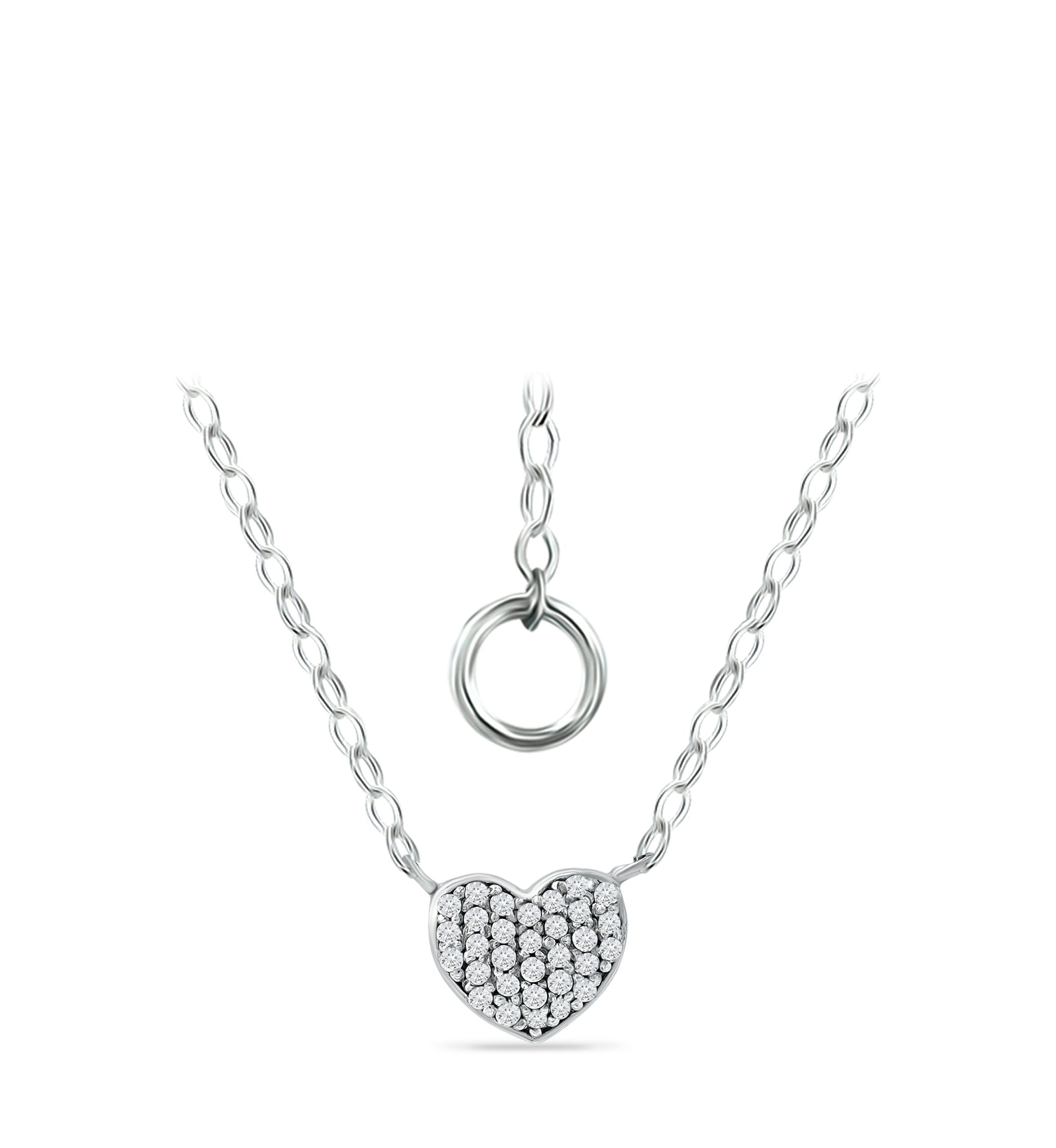 1/6 ct. t.w. Diamond Heart Necklace in Sterling Silver