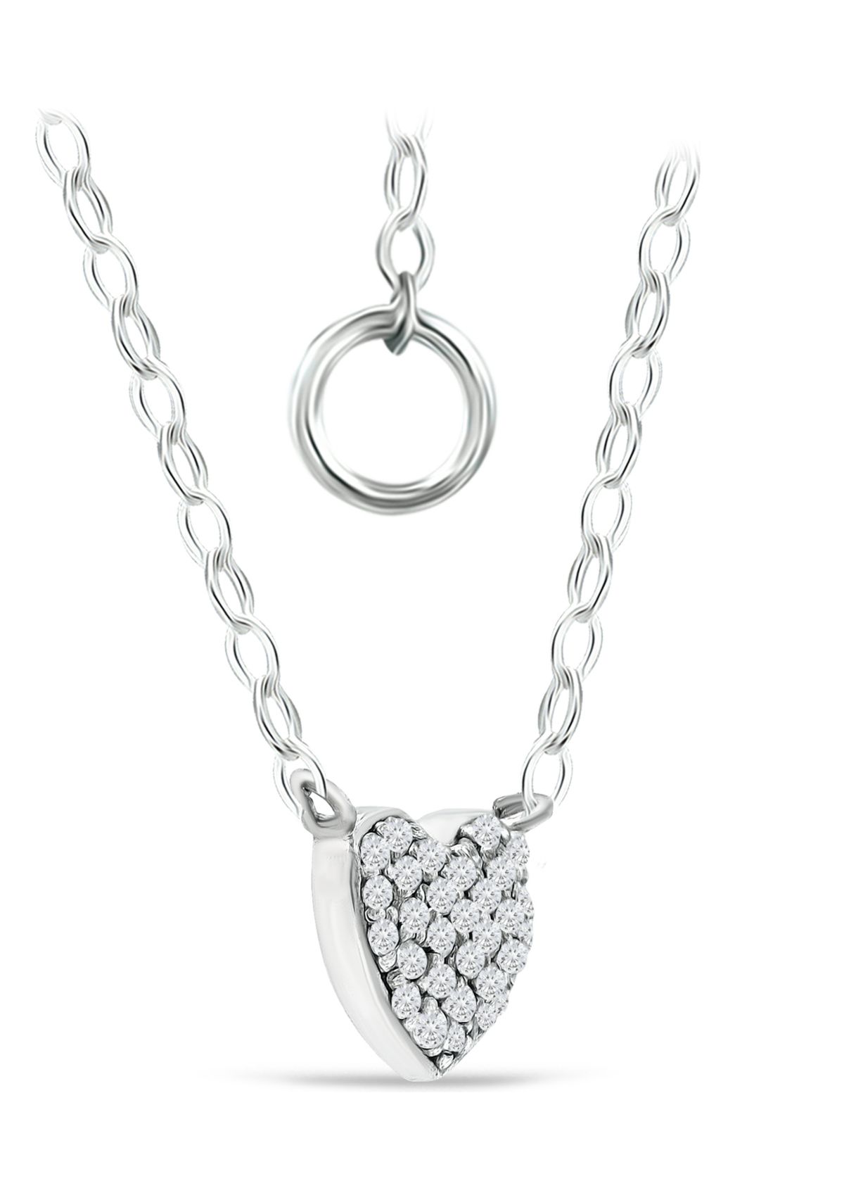 1/6 ct. t.w. Diamond Heart Necklace in Sterling Silver