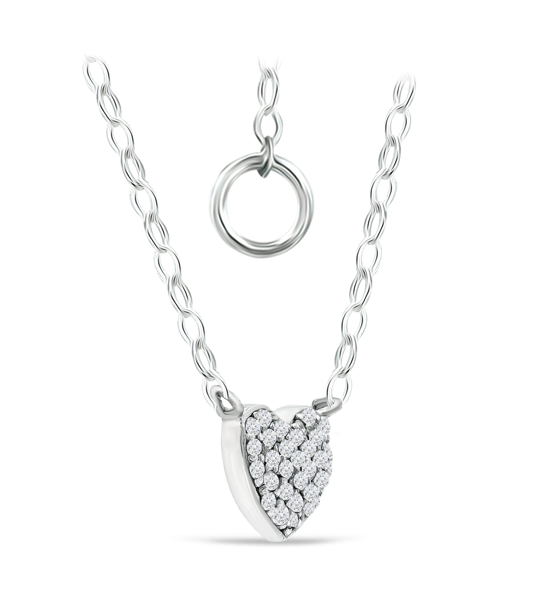 1/6 ct. t.w. Diamond Heart Necklace in Sterling Silver