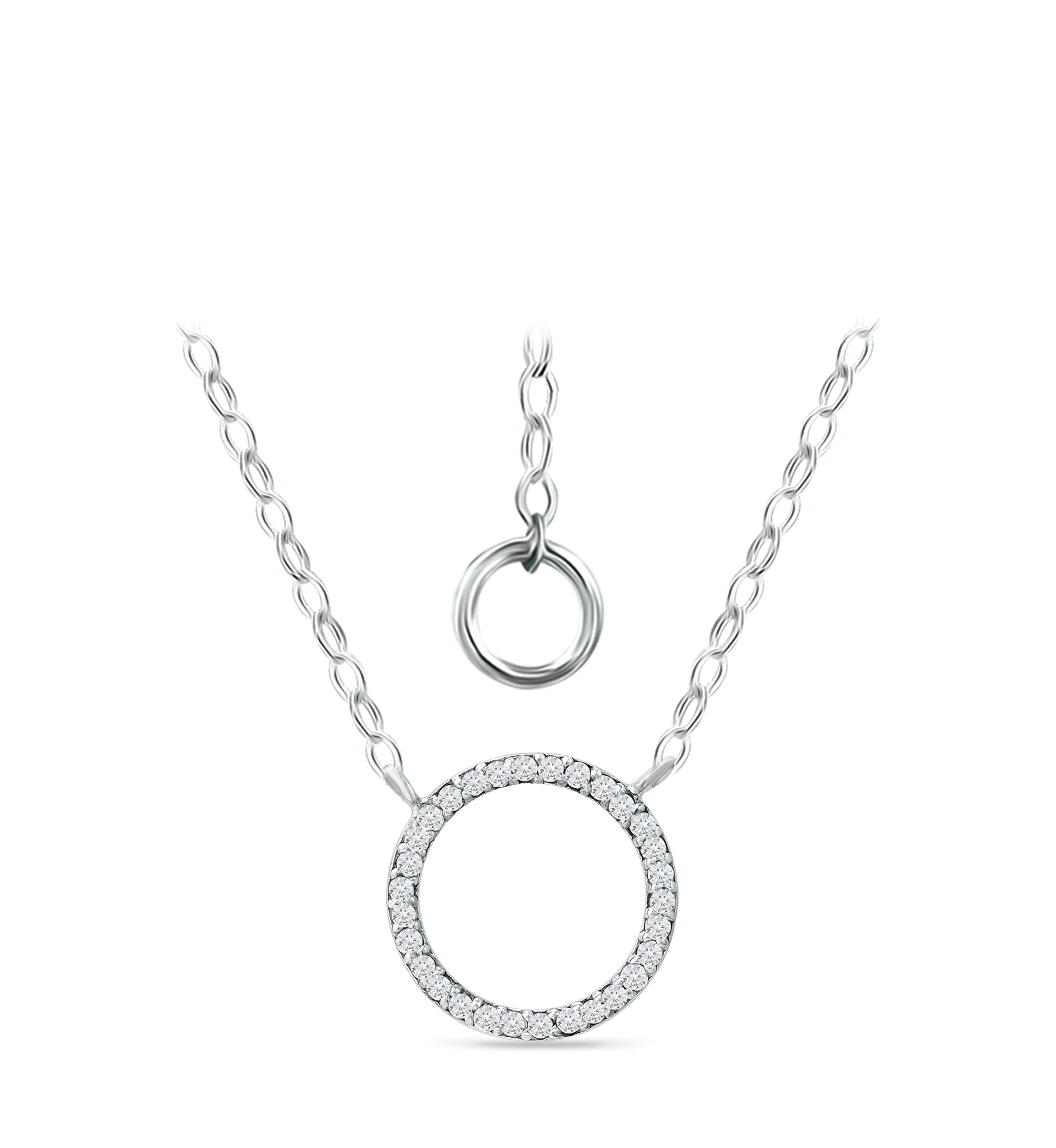 1/6 ct. t.w. Diamond Open Circle Necklace in Sterling Silver