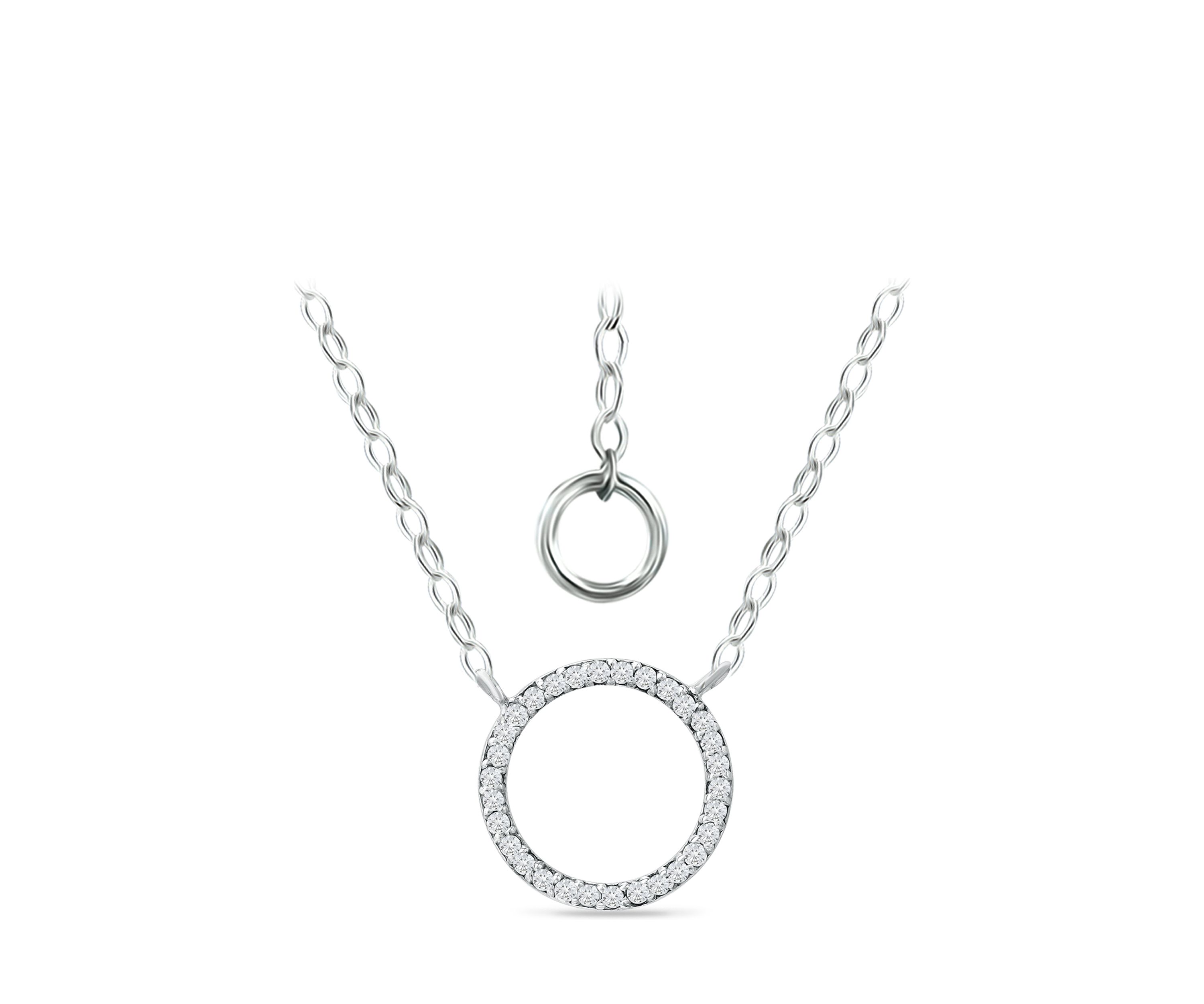 1/6 ct. t.w. Diamond Open Circle Necklace in Sterling Silver