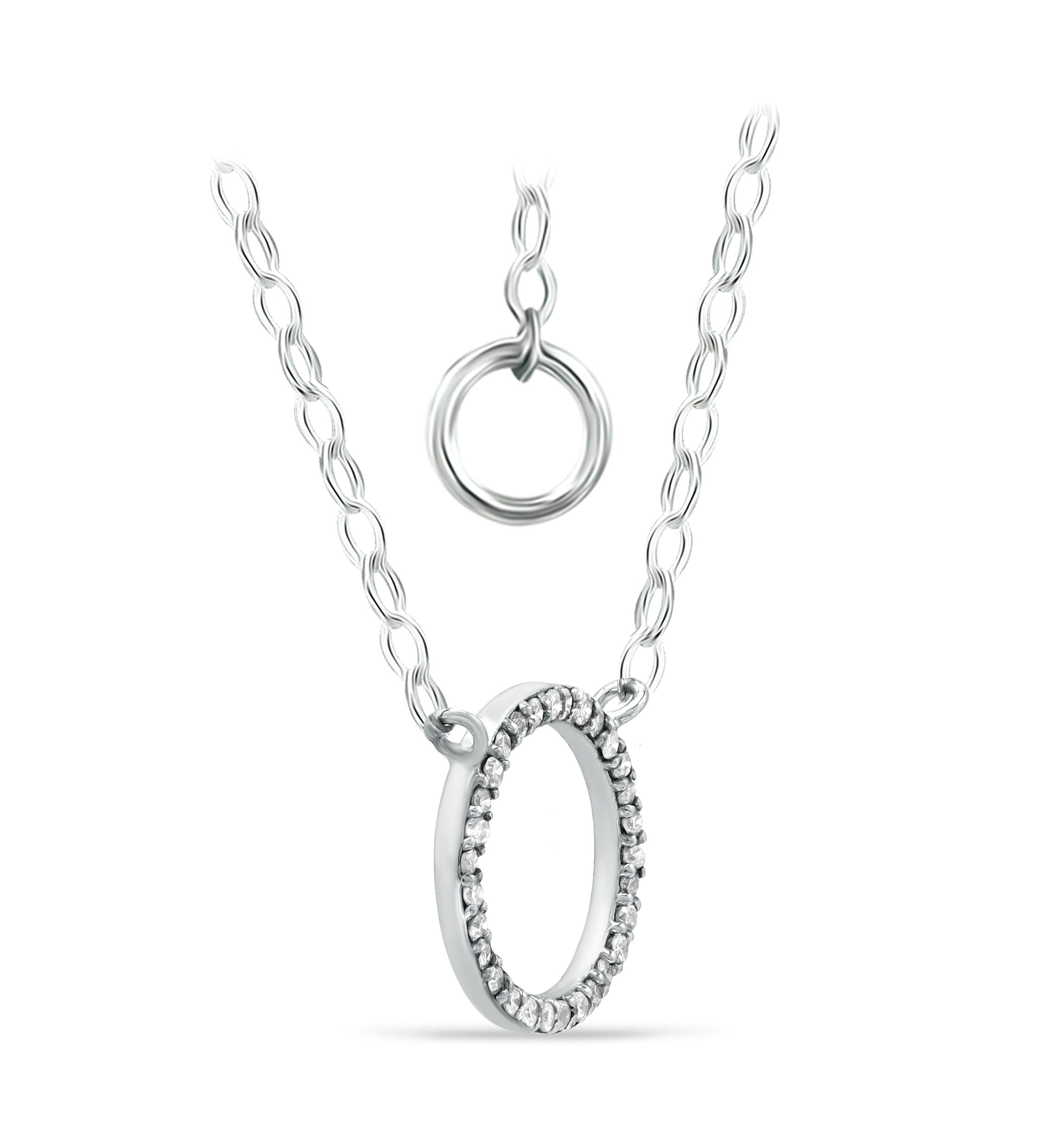 1/6 ct. t.w. Diamond Open Circle Necklace in Sterling Silver