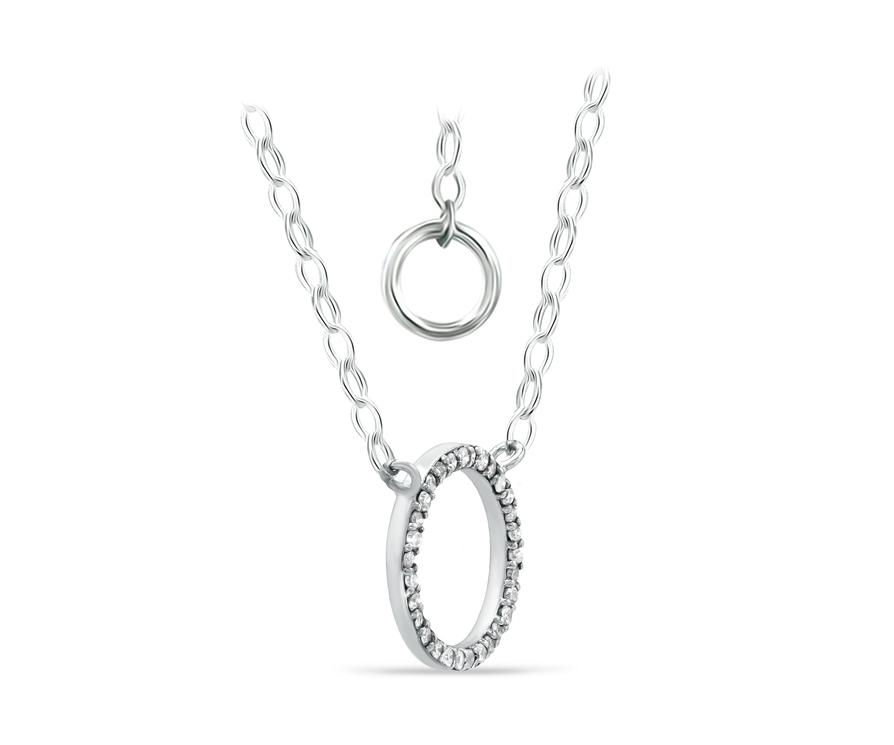 1/6 ct. t.w. Diamond Open Circle Necklace in Sterling Silver