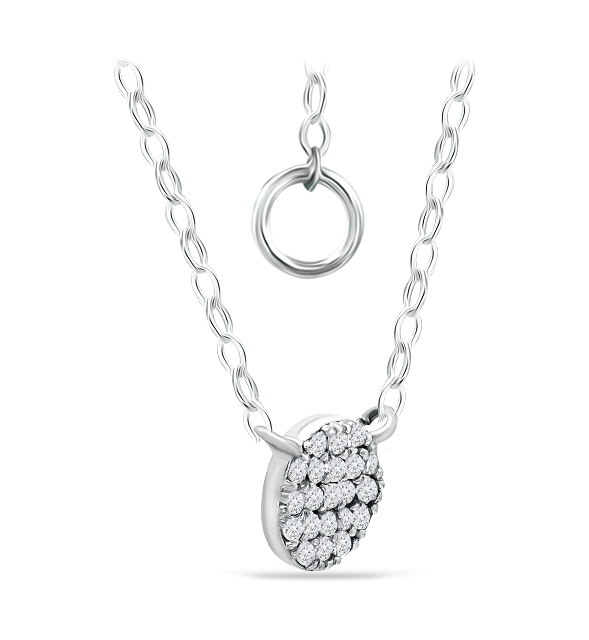 1/10 ct. t.w. Diamond Pavé Circle Disc Necklace in Sterling Silver