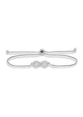 Belk & Co 1/6 Ct. T.w. Diamond Infinity Adjustable Bracelet In Sterling Silver