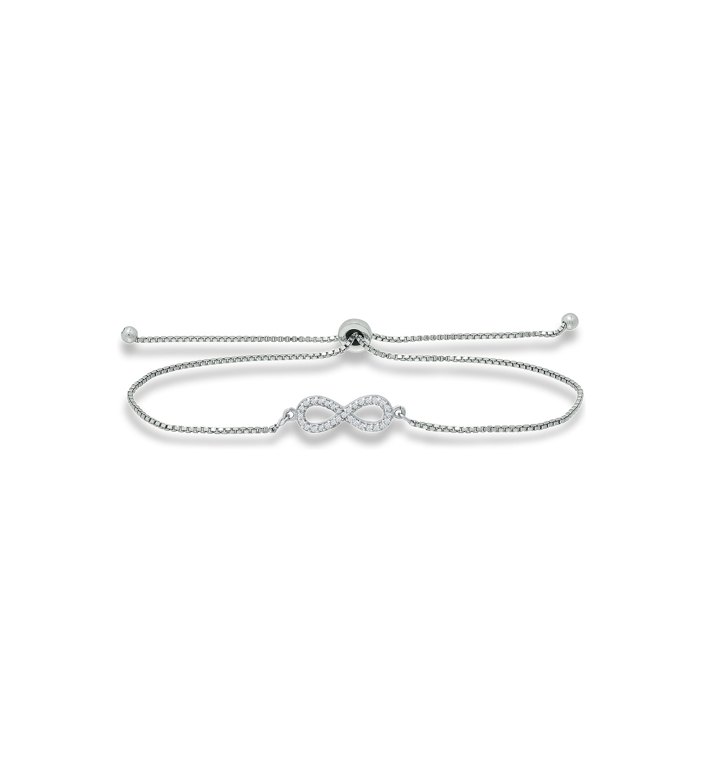 1/6 ct. t.w. Diamond  Infinity Adjustable Bracelet in Sterling Silver