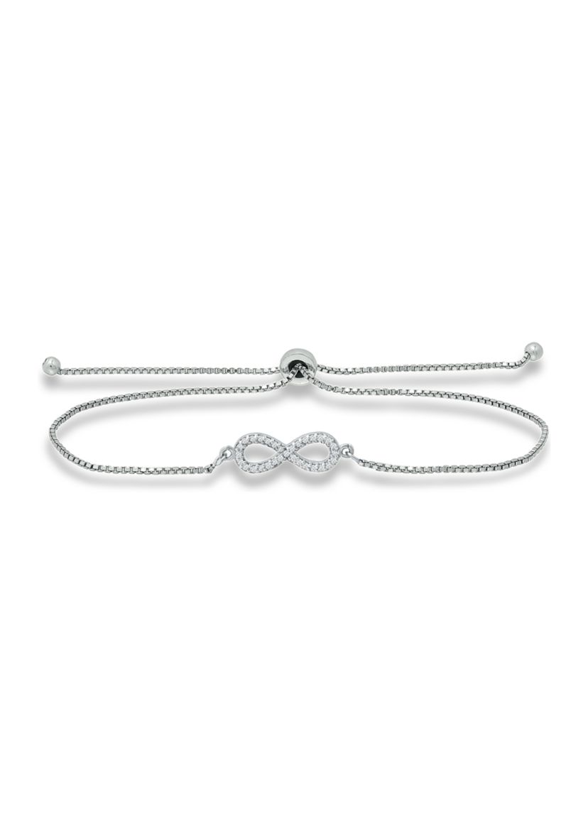 1/6 ct. t.w. Diamond  Infinity Adjustable Bracelet in Sterling Silver