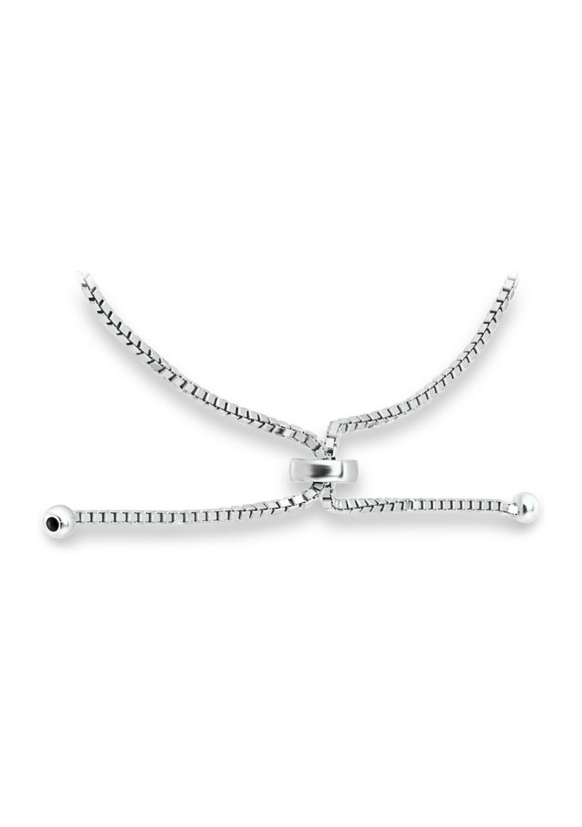 1/8 ct. t.w. Diamond Crescent Moon Adjustable Bracelet in Sterling Silver