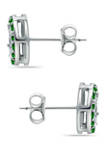   3/8 ct. t.w. Emerald and 1/10 ct. t.w. Diamond Halo Stud Earrings in Sterling Silver