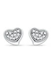 1/10 ct. t.w. Diamond Heart Stud Earrings in Sterling Silver