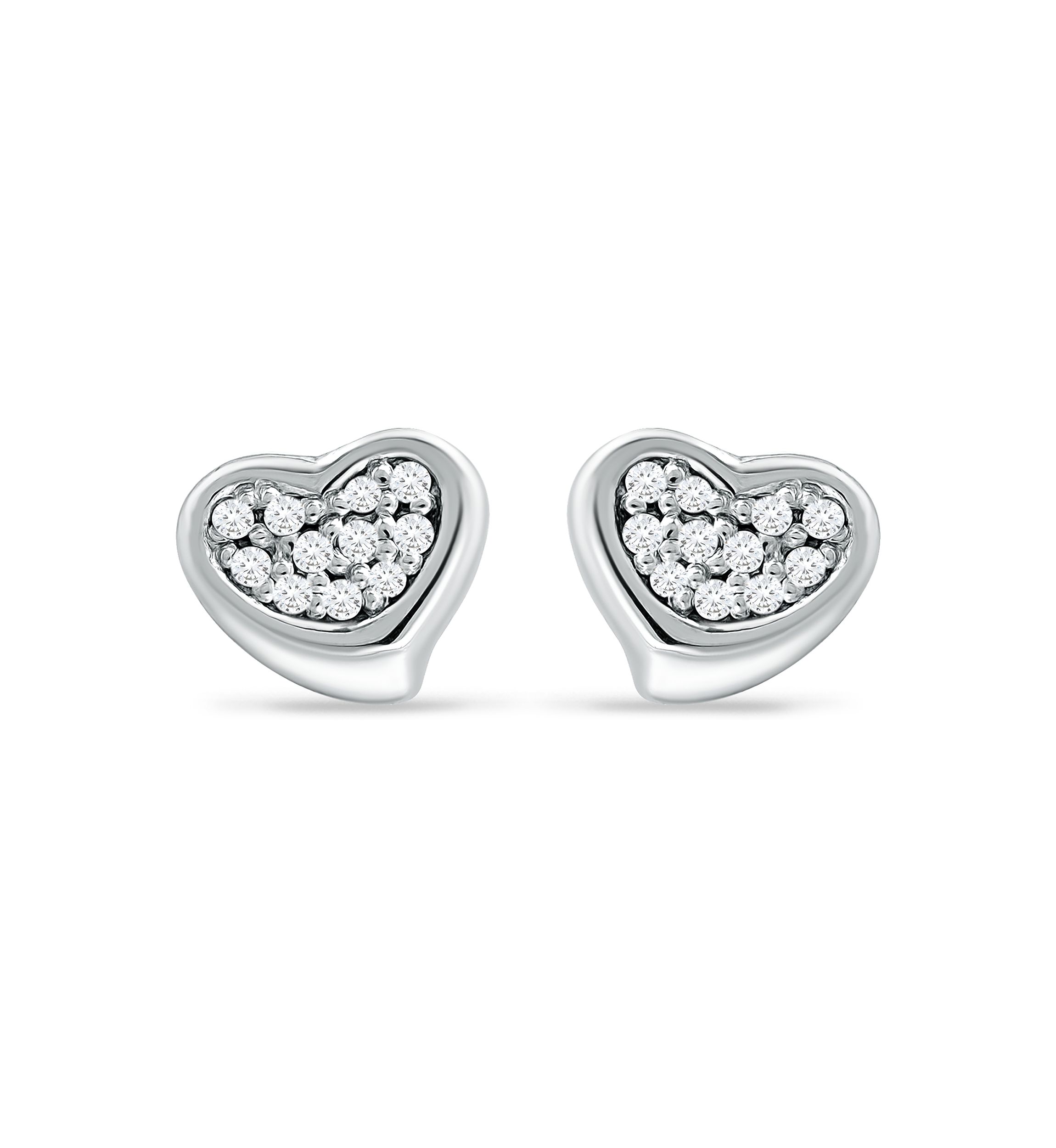 1/10 ct. t.w. Diamond Heart Stud Earrings in Sterling Silver