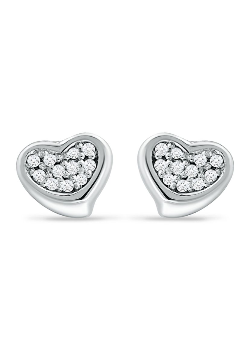 1/10 ct. t.w. Diamond Heart Stud Earrings in Sterling Silver