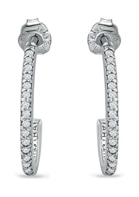 Belk & Co 1/6 Ct. T.w. Diamond Hoop Earrings In Sterling Silver