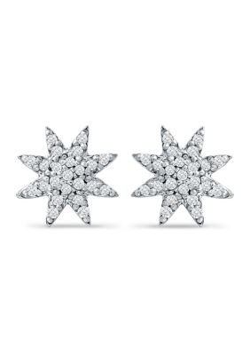 Belk & Co 1/6 ct. t.w. Diamond Starburst Stud Earrings in Sterling Silver