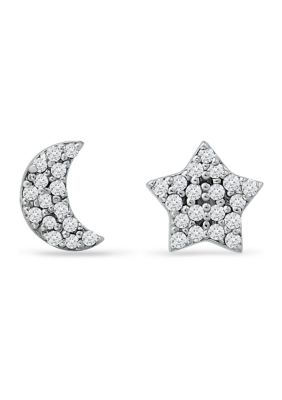 Belk & Co 1/6 ct. t.w. Diamond Moon & Star Stud Earrings in Sterling Silver