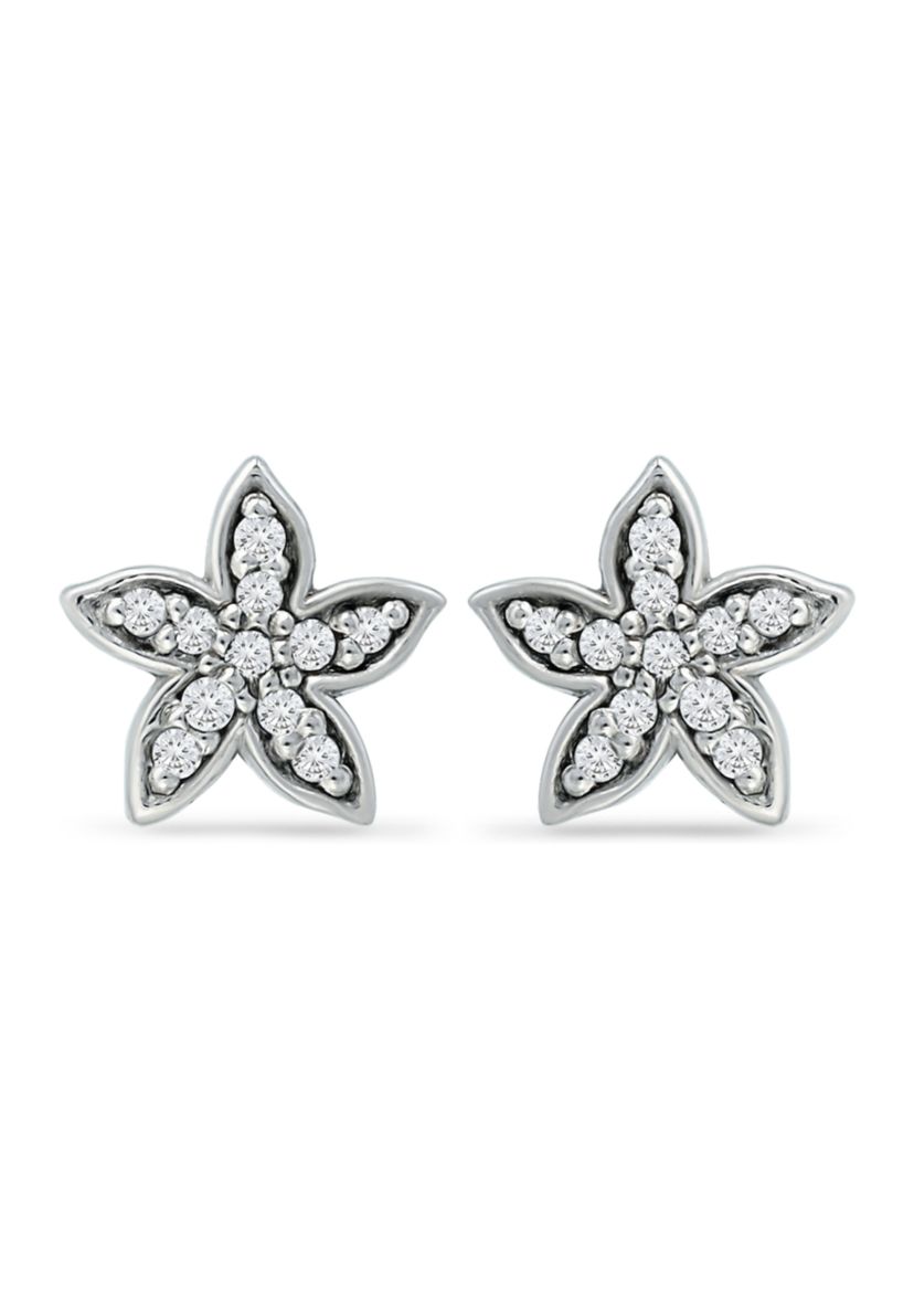 1/10 ct. t.w. Diamond Flower Stud Earrings in Sterling Silver