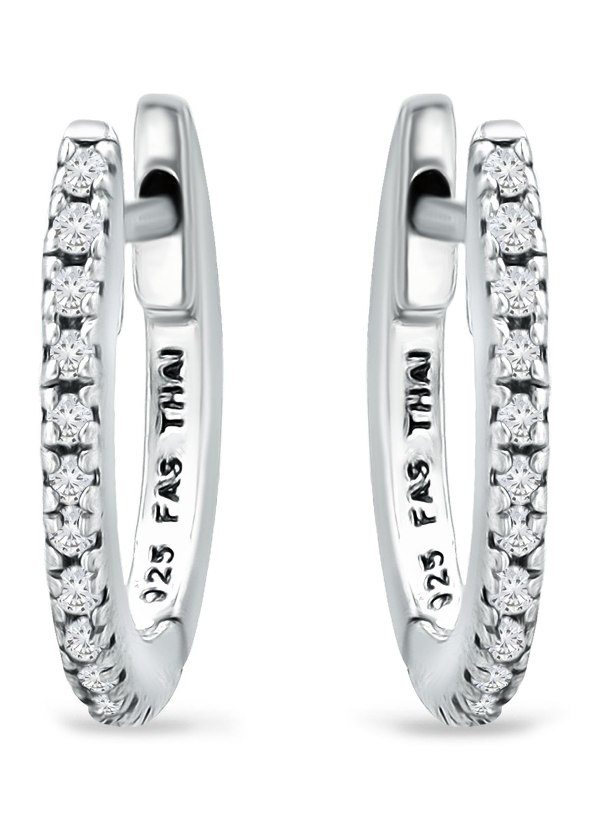 1/8 ct. t.w. Diamond Pavé Huggie Hoop Earrings in Sterling Silver