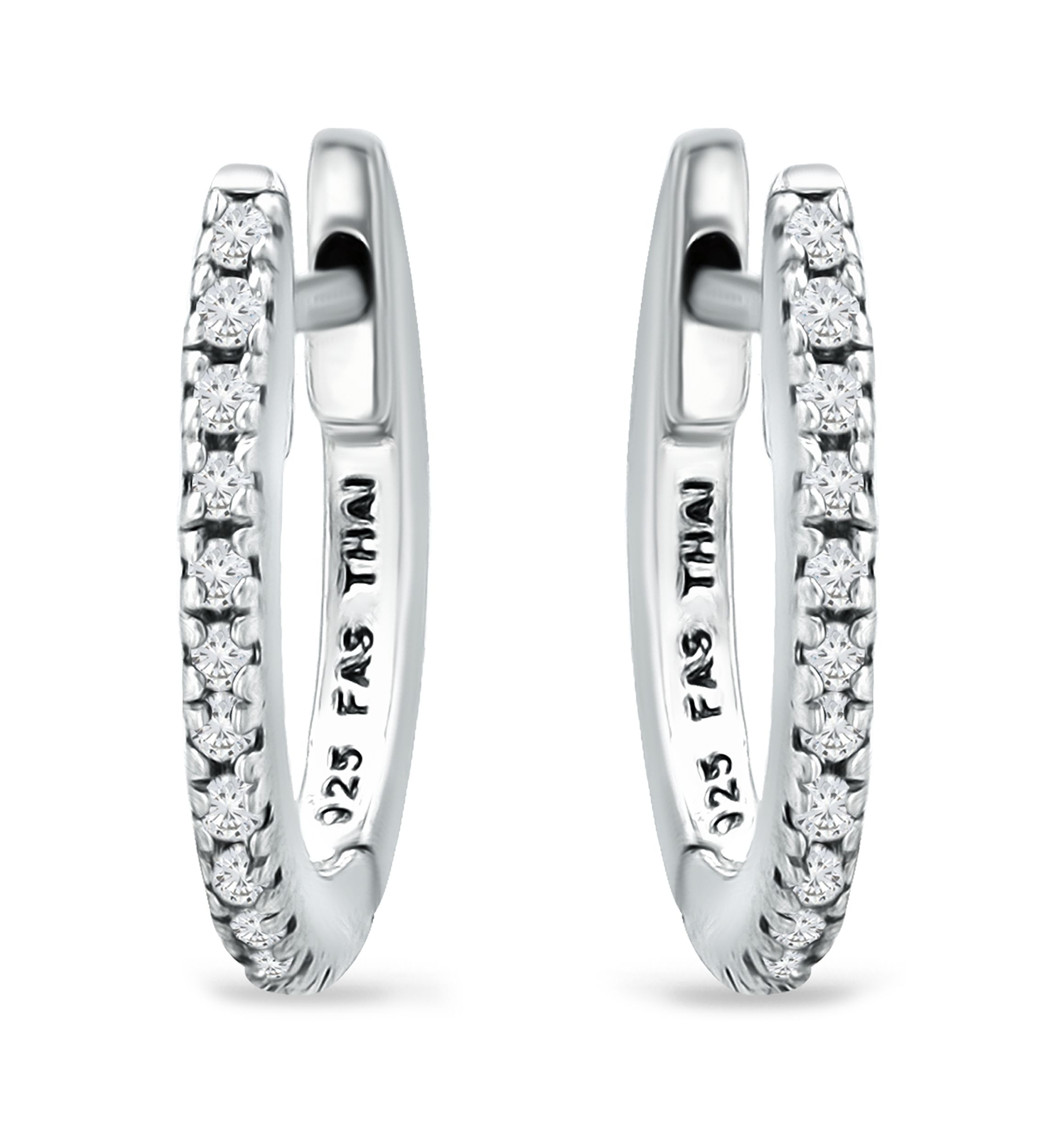 1/8 ct. t.w. Diamond Pavé Huggie Hoop Earrings in Sterling Silver