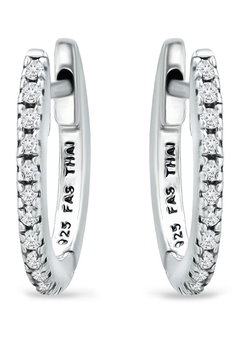1/8 ct. t.w. Diamond Pavé Huggie Hoop Earrings in Sterling Silver