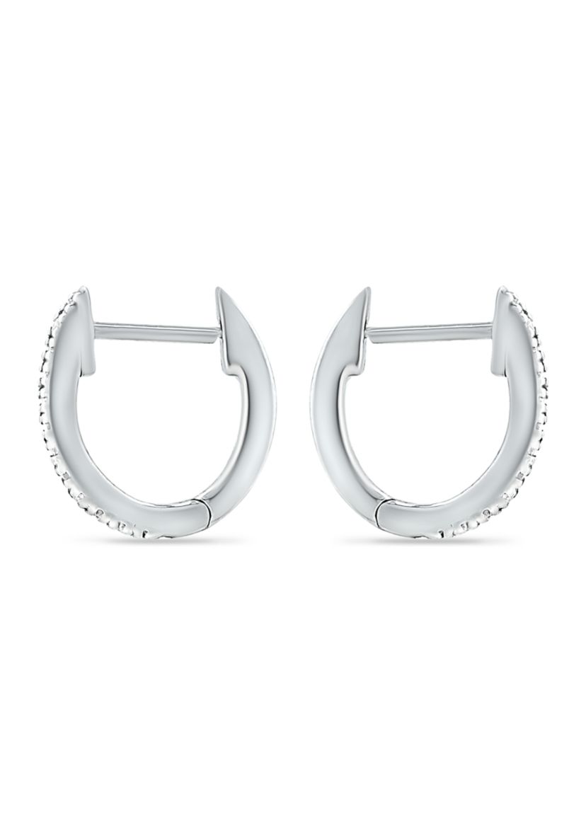 1/8 ct. t.w. Diamond Pavé Huggie Hoop Earrings in Sterling Silver