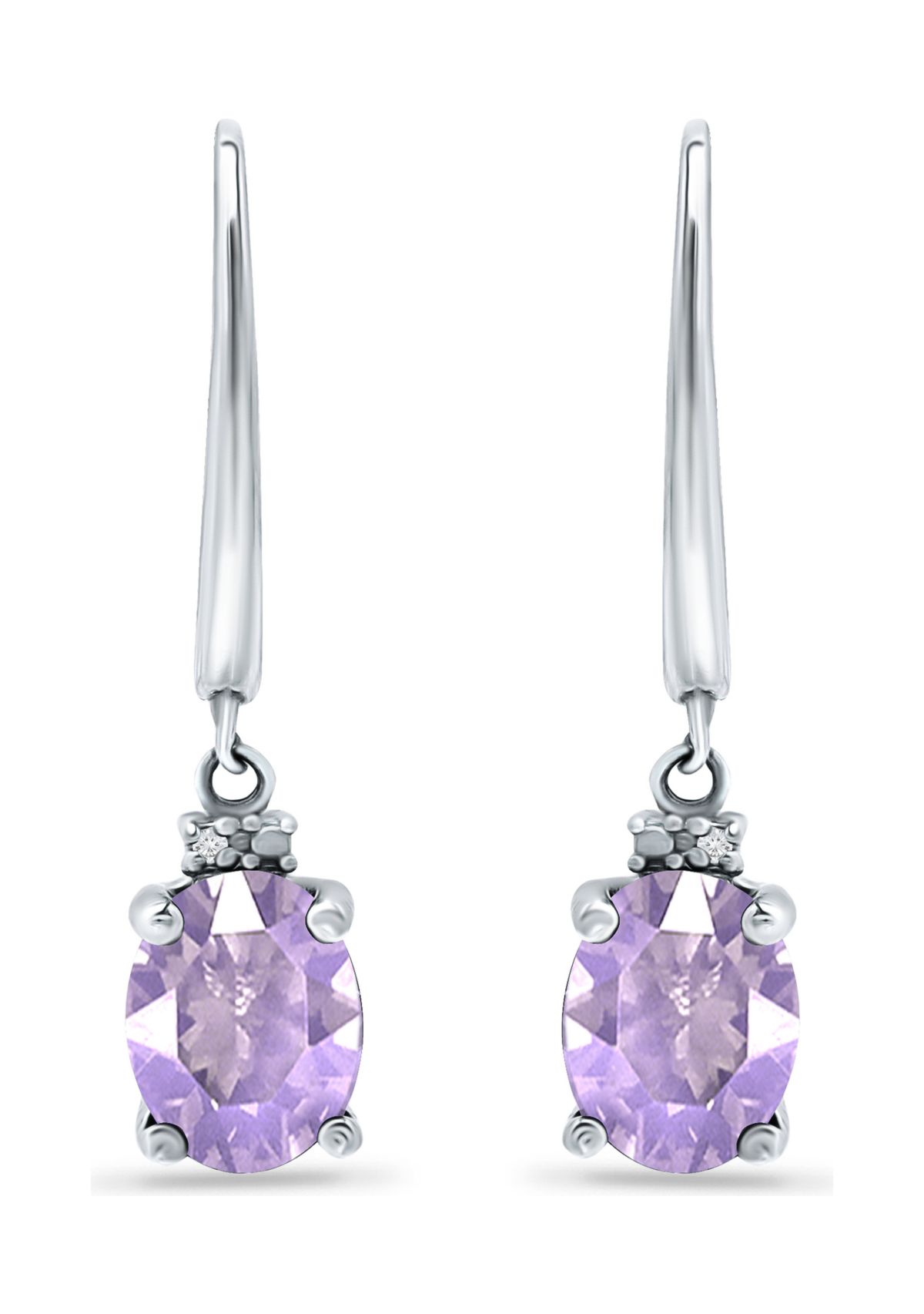 2.46 ct. t.w. Amethyst and 1/10 ct. t.w. Diamond Leverback Earrings in Sterling Silver